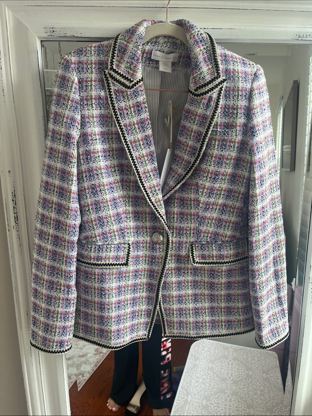 House of Harlow 1960 Multicolor Tweed Blazer with Black Trim